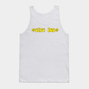 Sips Tea Groovy Text Yellow Color For Funny Girls Tank Top